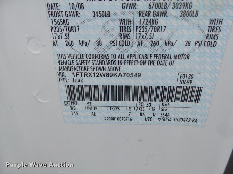 image for item DF9263 2009 Ford F150 SuperCab pickup truck