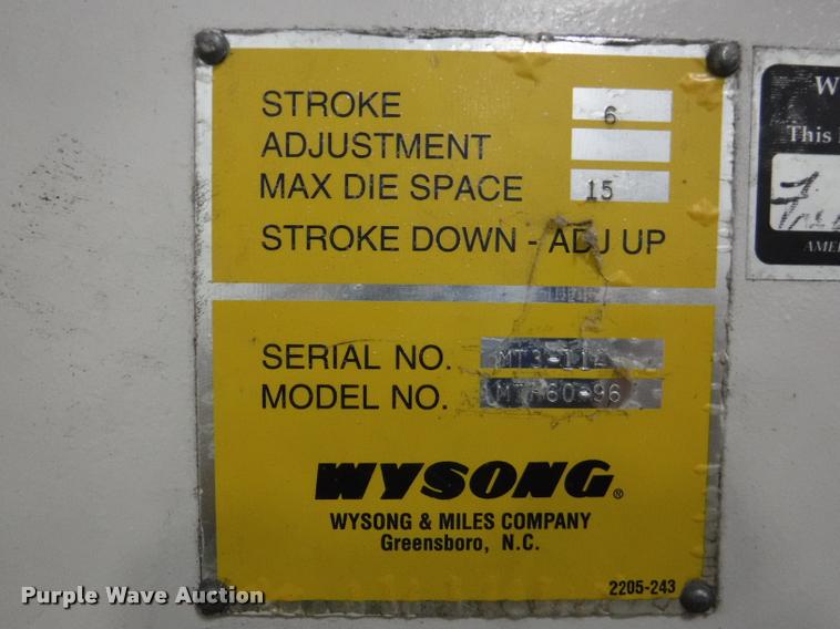 image for item DJ9243 Wysong MTH60-96 sheet metal brake