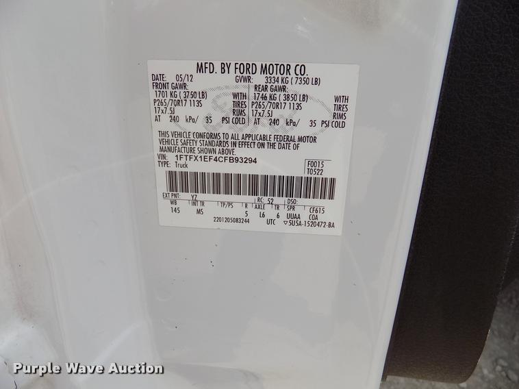 image for item DK9987 2012 Ford F150 XLT Texas Edition SuperCab pickup truck