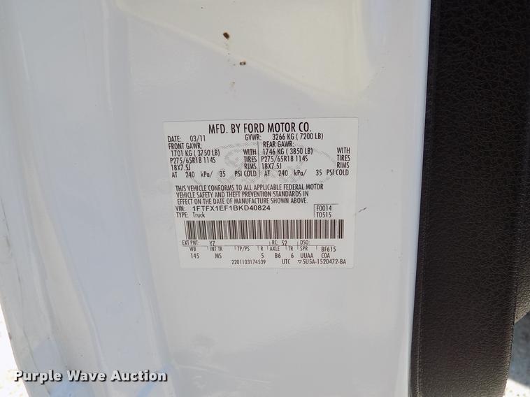 image for item DK9989 2011 Ford F150 XL Texas Edition SuperCab pickup truck