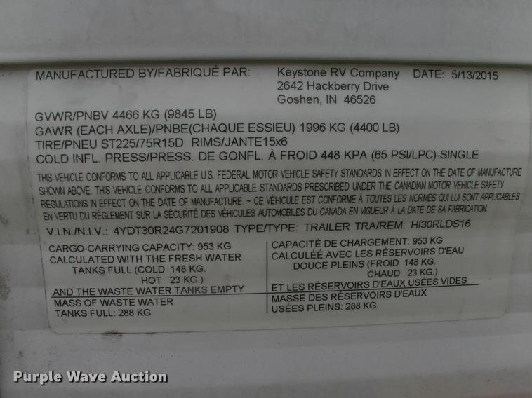 image for item DP9309 2016 Keystone Hideout camper