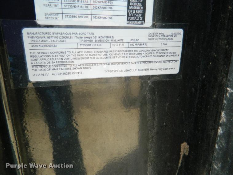 image for item K2546 2014 Load Trail equipment trailer