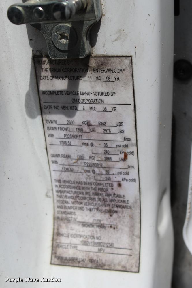 image for item L3153 2008 Chevrolet Uplander Cargo van