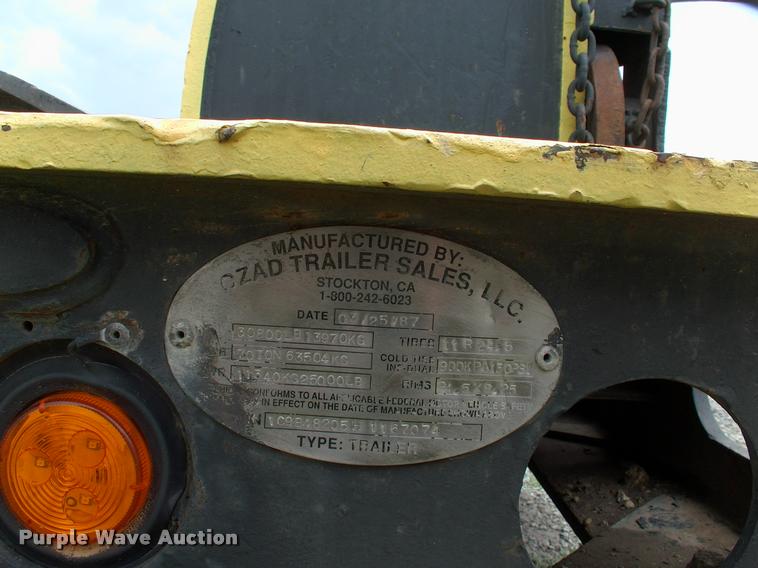 image for item DC7224 1987 Cozad lowboy equipment trailer with booster