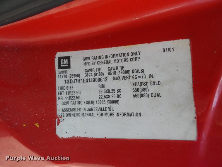 image for item DD9478 2001 GMC C6500 dump truck