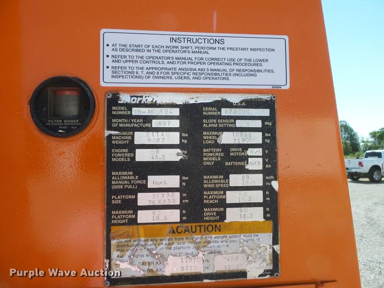 image for item K3276 1997 Snorkel TB60RT boom lift