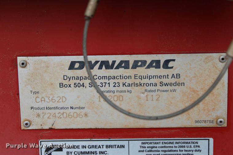 image for item L1971 2006 Dynapac CA362D single drum vibratory roller