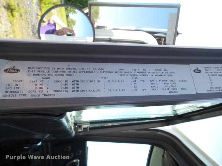 image for item L5598 1999 Mack CH612 dump truck