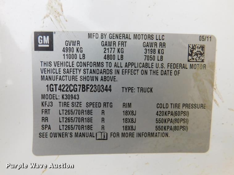 image for item DA1031 2011 GMC Sierra 3500HD Crew Cab pickup truck