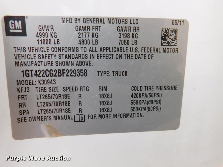 image for item DA1032 2011 GMC Sierra 3500HD Crew Cab pickup truck