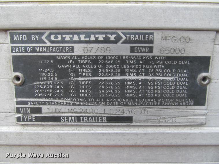 image for item DA1052 1989 Utility Trailers office trailer