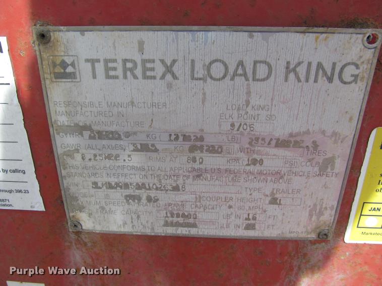 image for item DA1061 2006 Terex Load King 553SS lowboy equipment trailer