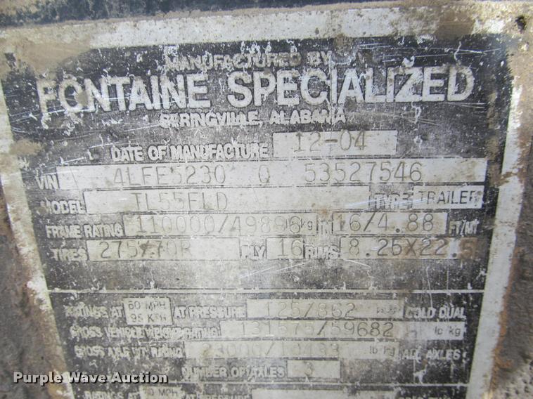 image for item DA1062 2005 Fontaine TL-55 lowboy equipment trailer