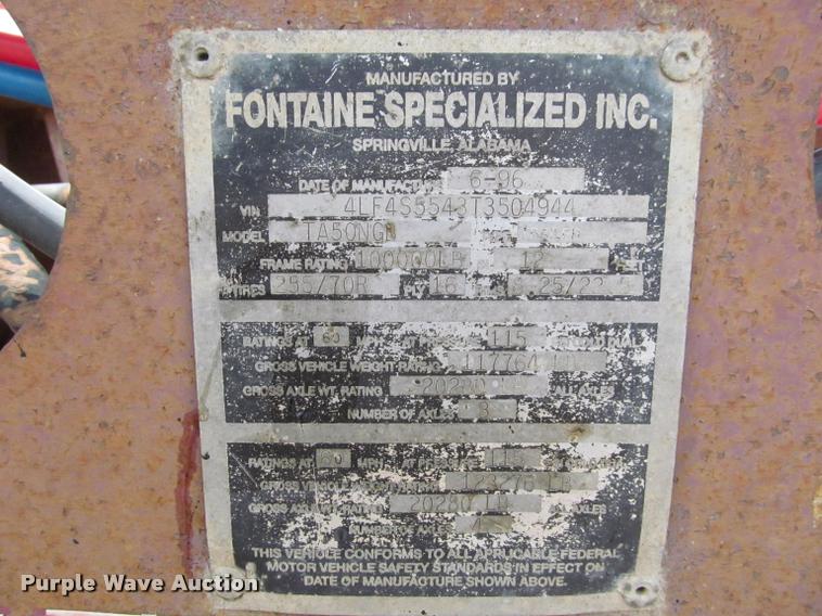 image for item DA1065 1996 Fontaine TA50NGB lowboy equipment trailer
