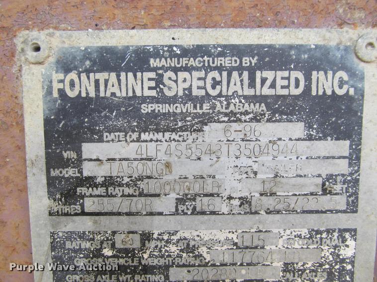 image for item DA1065 1996 Fontaine TA50NGB lowboy equipment trailer