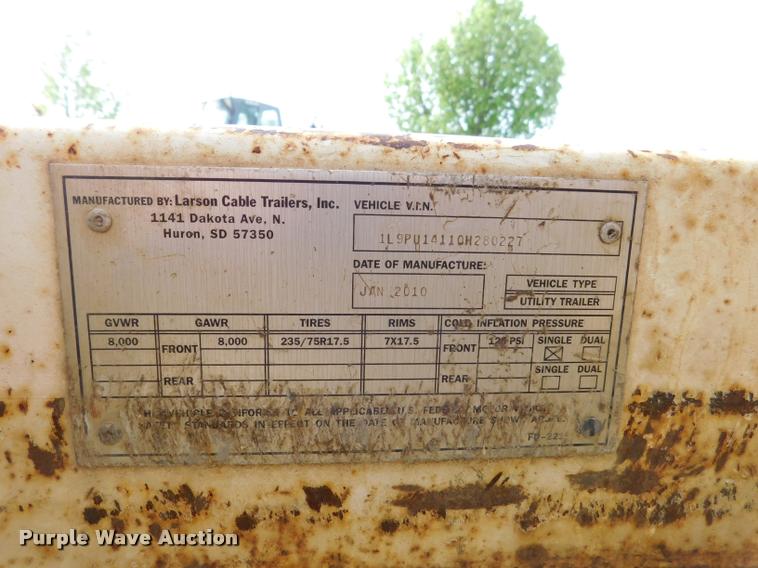 image for item DA1066 2010 Larson TRL reel trailer