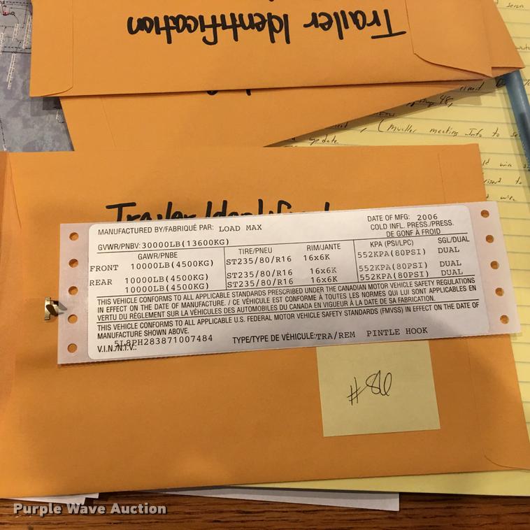 image for item DA3538 2006 Load Max equipment trailer