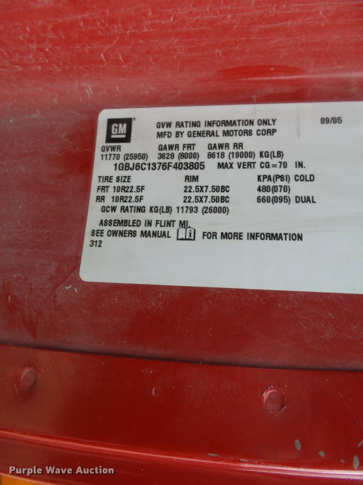 image for item DA3544 2006 Chevrolet C6500 dump truck