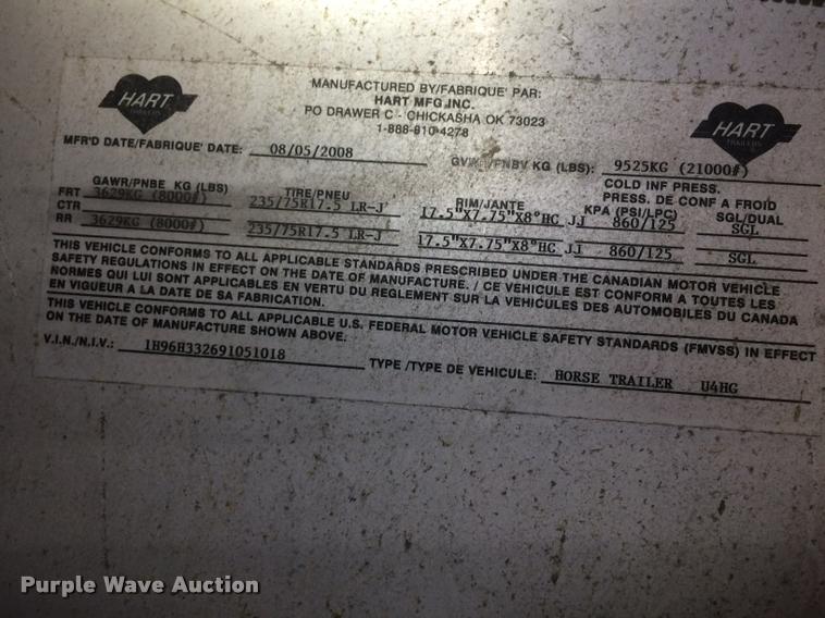 image for item DH9309 2009 Hart U4HG Ultimate horse trailer