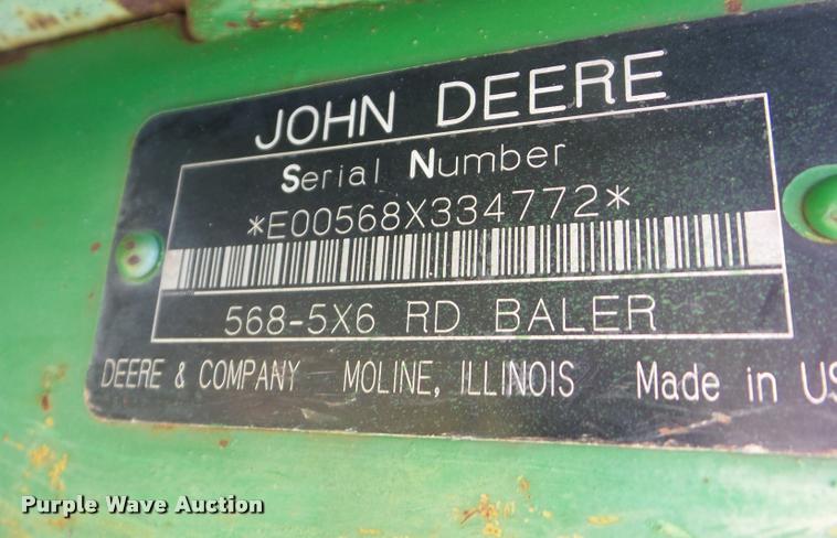 image for item K6475 2007 John Deere 568 round baler