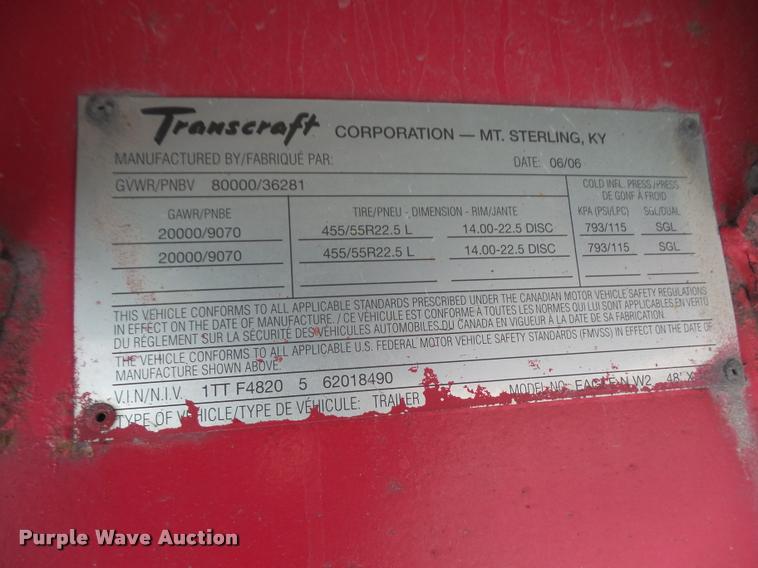 image for item DA6349 2006 Transcraft Eagle NW2 flatbed trailer