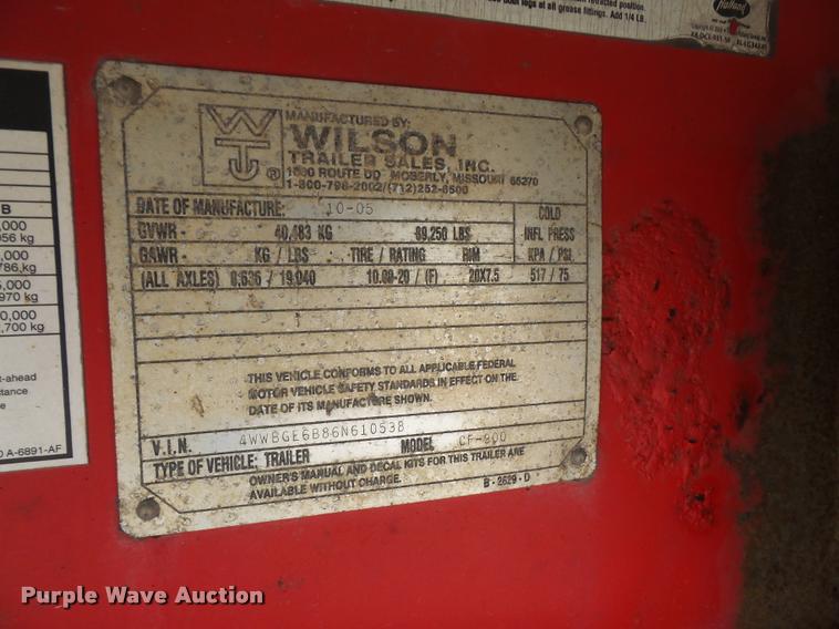 image for item DA6350 2006 Wilson CF-900 flatbed trailer