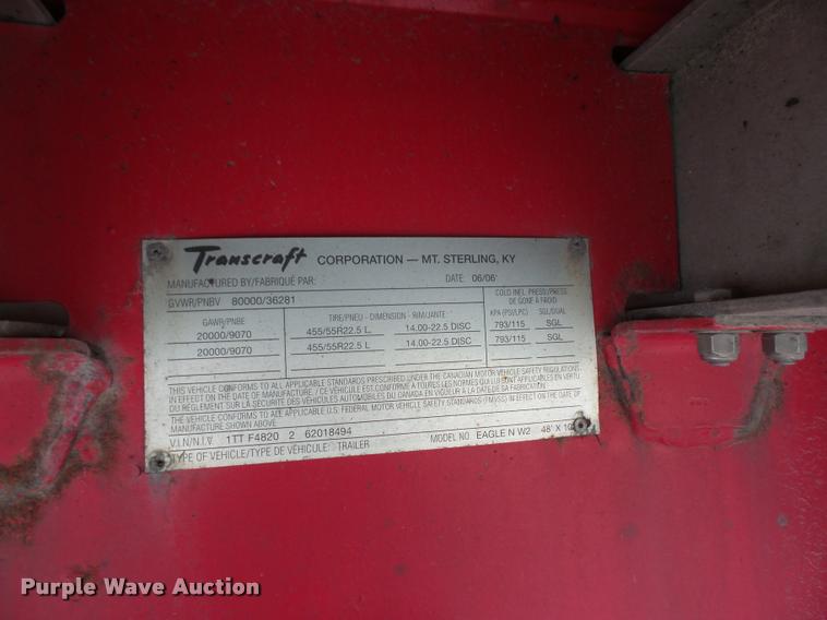 image for item DA6351 2006 Transcraft Eagle NW2 flatbed trailer