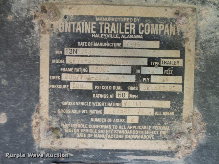 image for item DB2587 1995 Fontaine LFTW-5 flatbed trailer