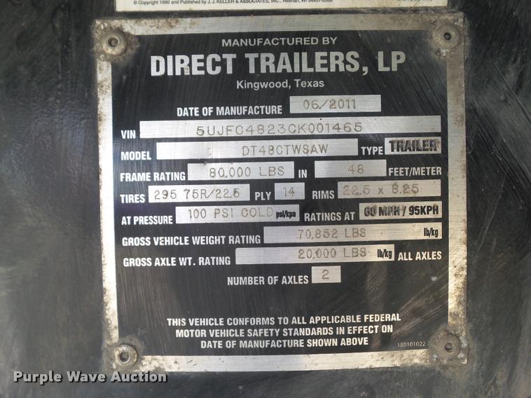 image for item DH9337 2012 Direct Trailer DT48CTWSAW flatbed trailer