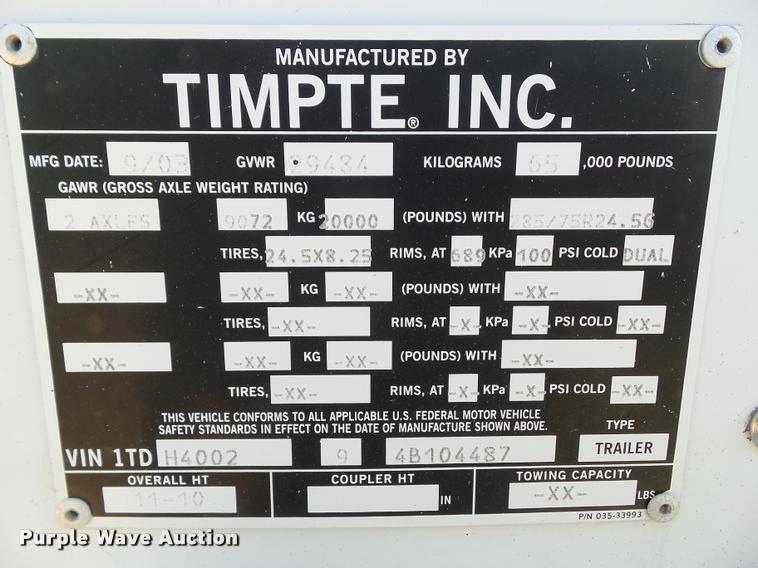 image for item DH9338 2004 Timpte double hopper grain trailer
