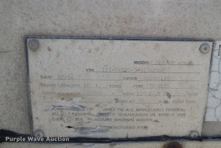 image for item DJ9510 1994 Transcraft flatbed trailer