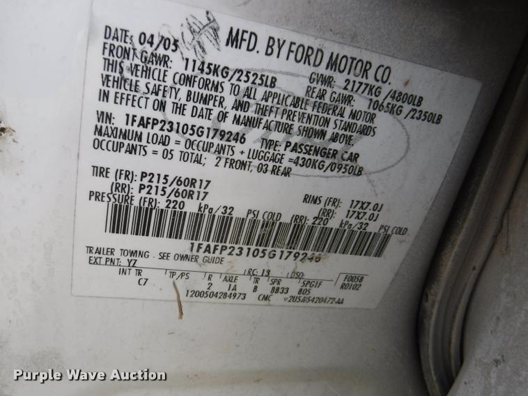 image for item CA9612 2005 Ford Five Hundred