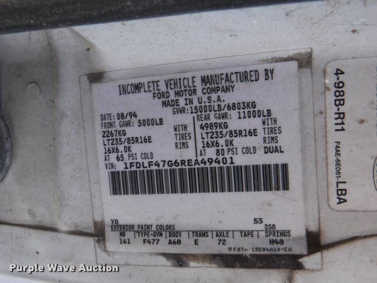 image for item CA9614 1994 Ford F450 Super Duty XL cab and chassis