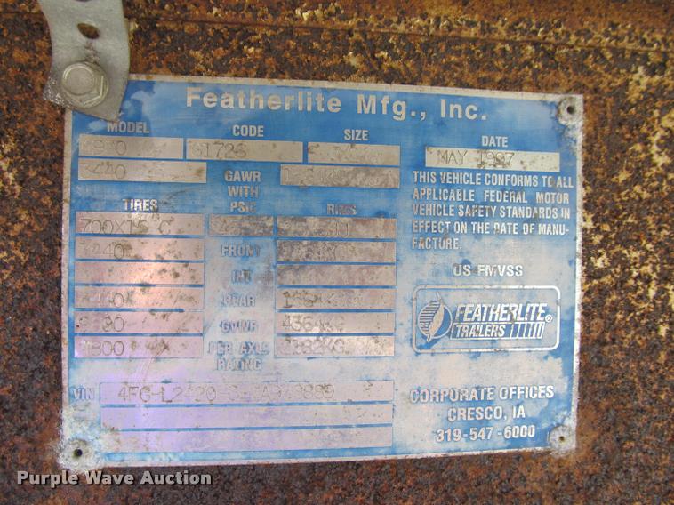 image for item DA1013 1997 Featherlite 4930 enclosed cargo trailer