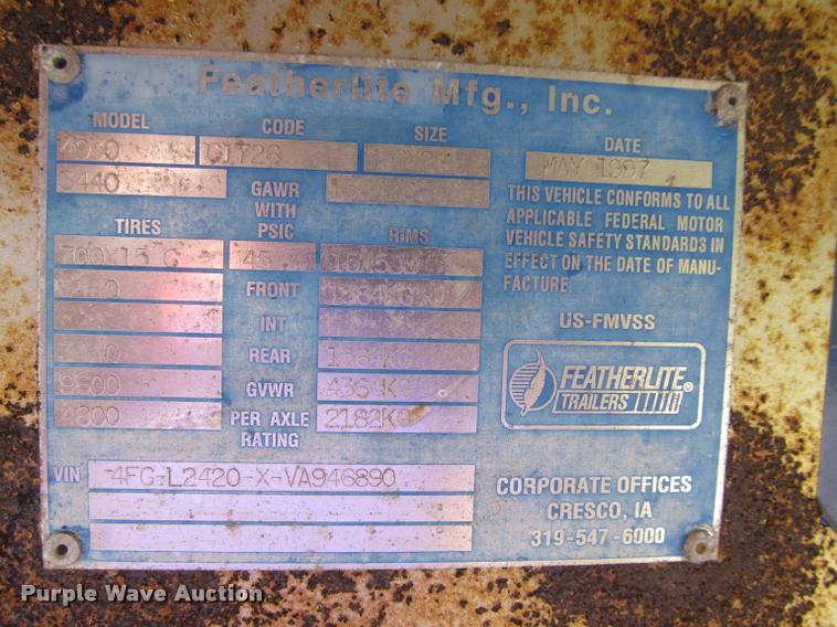 image for item DA1014 1997 Featherlite 4930 enclosed cargo trailer