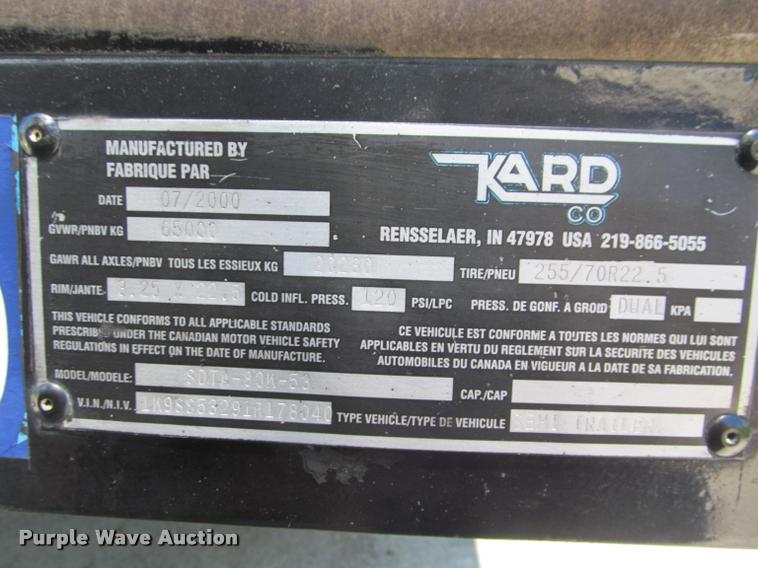 image for item DA1015 2001 Kard SDTA-80K-53 single expandable display trailer