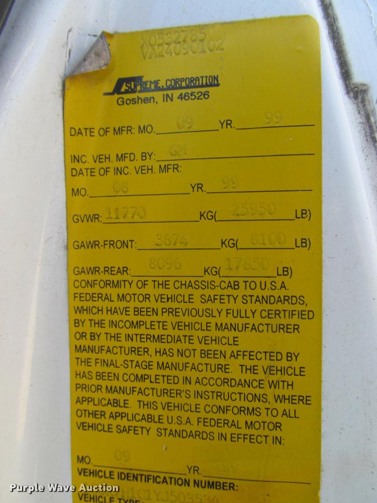 image for item DA1019 2000 GMC C6500 box truck