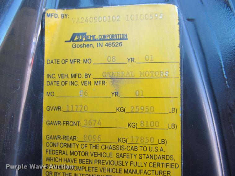 image for item DA1020 2001 GMC C7500 box truck