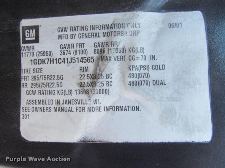 image for item DA1020 2001 GMC C7500 box truck