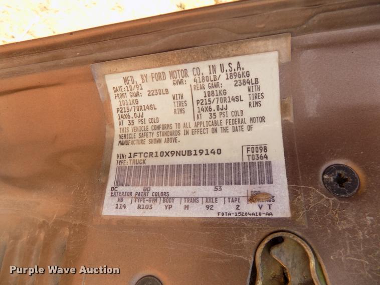 image for item DA3016 1992 Ford Ranger XLT pickup truck