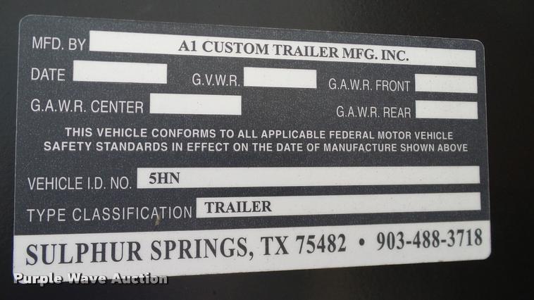 image for item DA6160 2012 A1 Custom Trailer equipment trailer