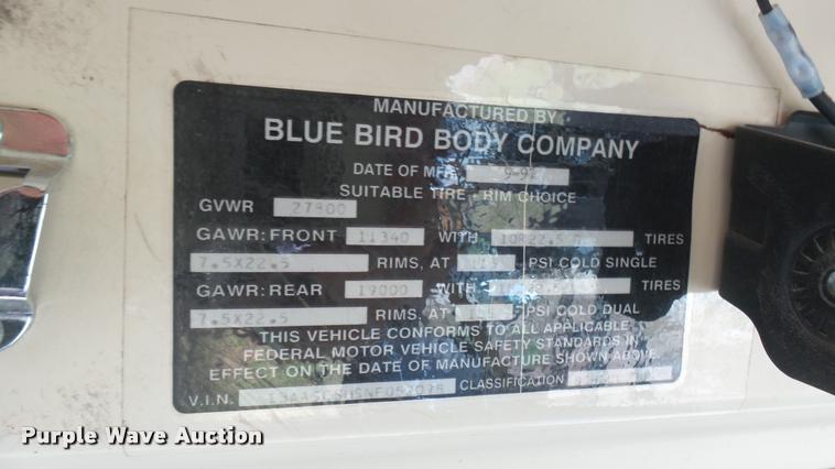 image for item DA7931 1992 Blue Bird TC2000 school bus