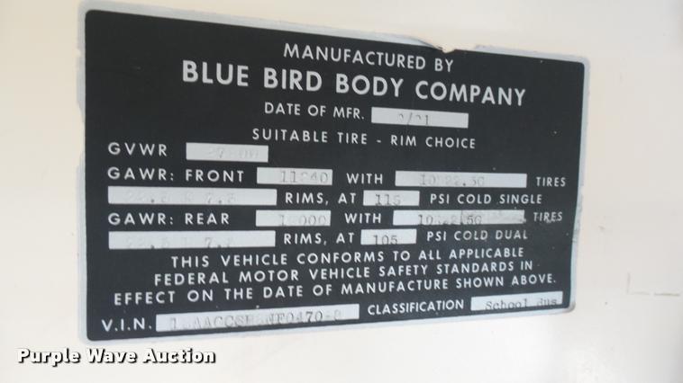 image for item DA7933 1992 Blue Bird TC2000 school bus