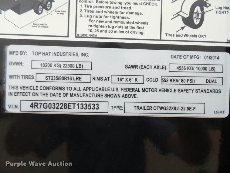 image for item DB2583 2014 Top Hat equipment trailer