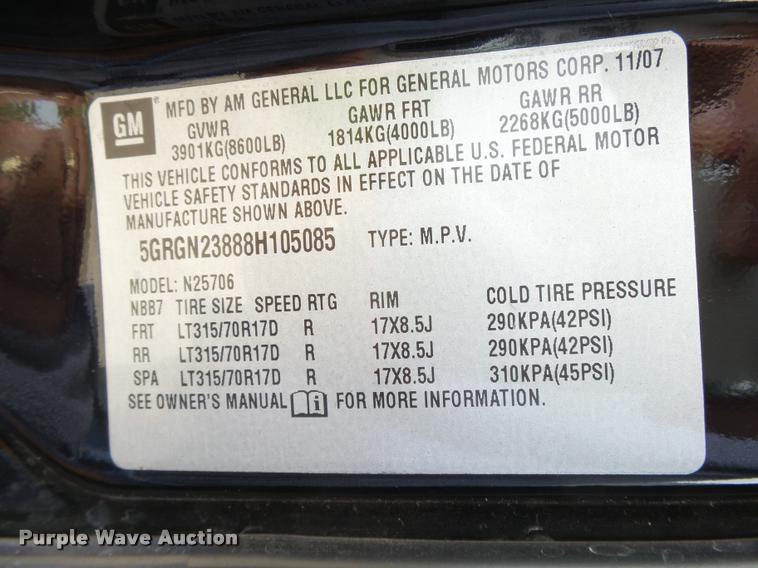 image for item DB2584 2008 Hummer H2 SUV