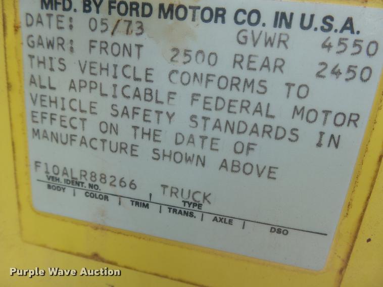 image for item DB2589 1973 Ford F100 pickup truck