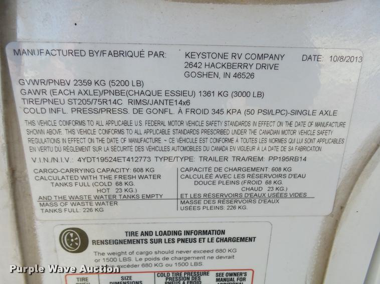 image for item DH9660 2014 Keystone Passport Ultralite camper