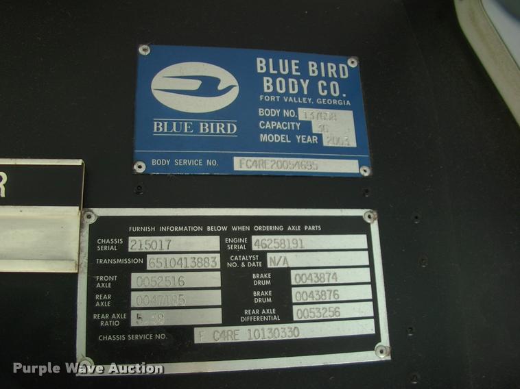 image for item DP9285 2003 Blue Bird shuttle bus