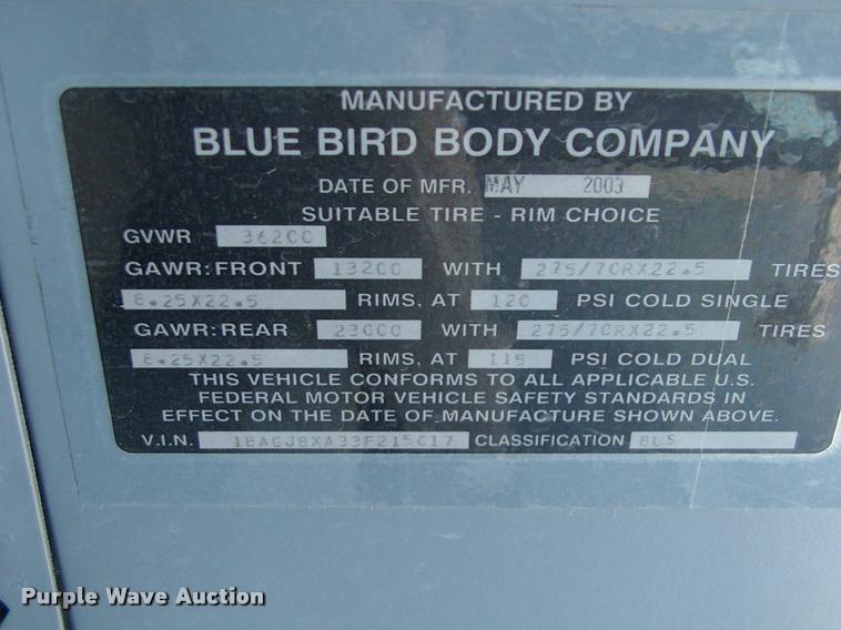 image for item DP9285 2003 Blue Bird shuttle bus