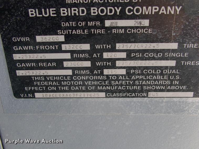 image for item DP9286 2003 Blue Bird shuttle bus